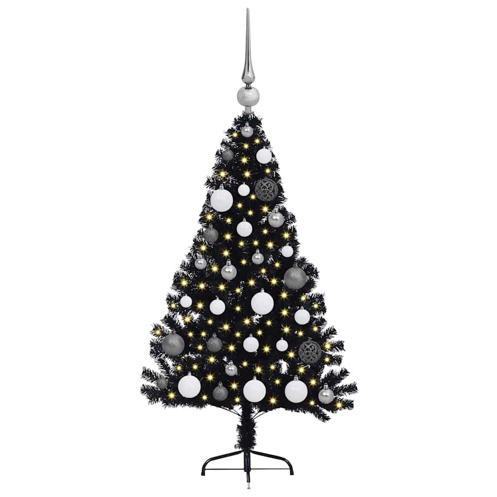 Mākslīgā pirms Ziemassvētku eglīte ar lampiņām Melna 120 cm PVC