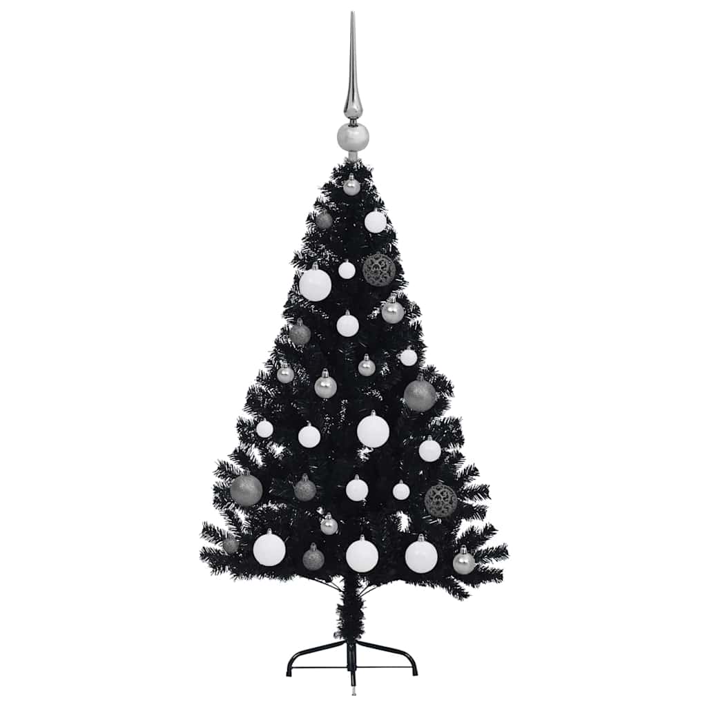 Mākslīgā pirms Ziemassvētku eglīte ar lampiņām Melna 120 cm PVC