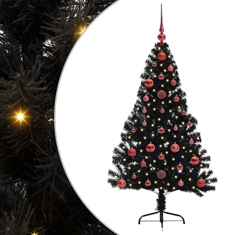 Artificial Pre-Lit Christmas Tree Black 120 cm PVC