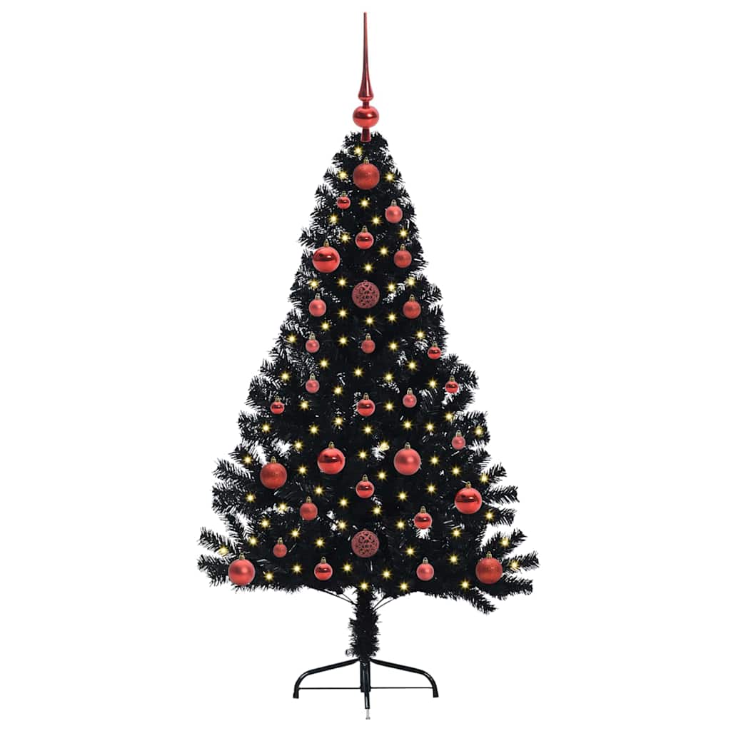 Dirbtinis prieššventinis eglutė su šviesomis Juoda 120 cm PVC