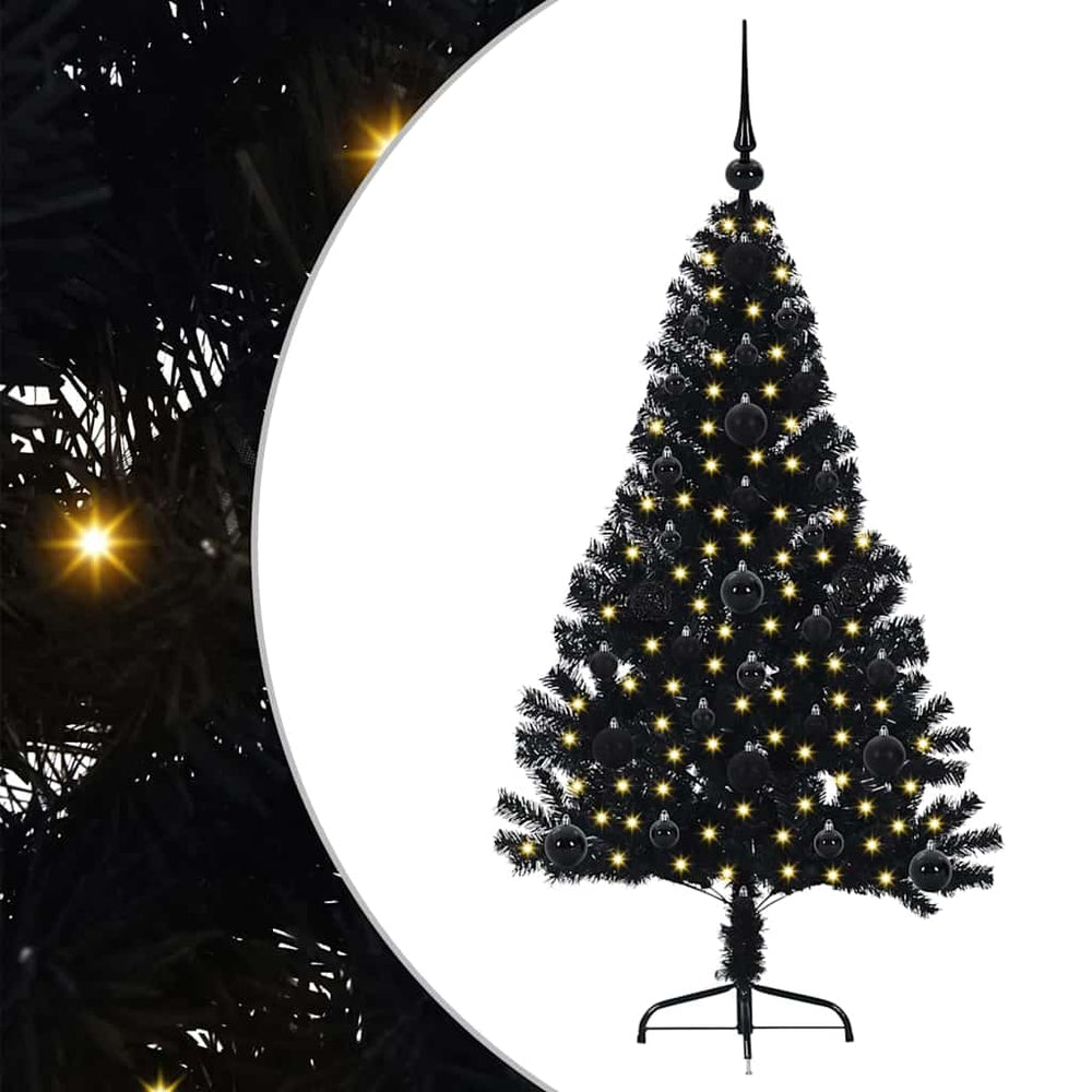 Artificial Pre-Lit Christmas Tree Black 120 cm PVC