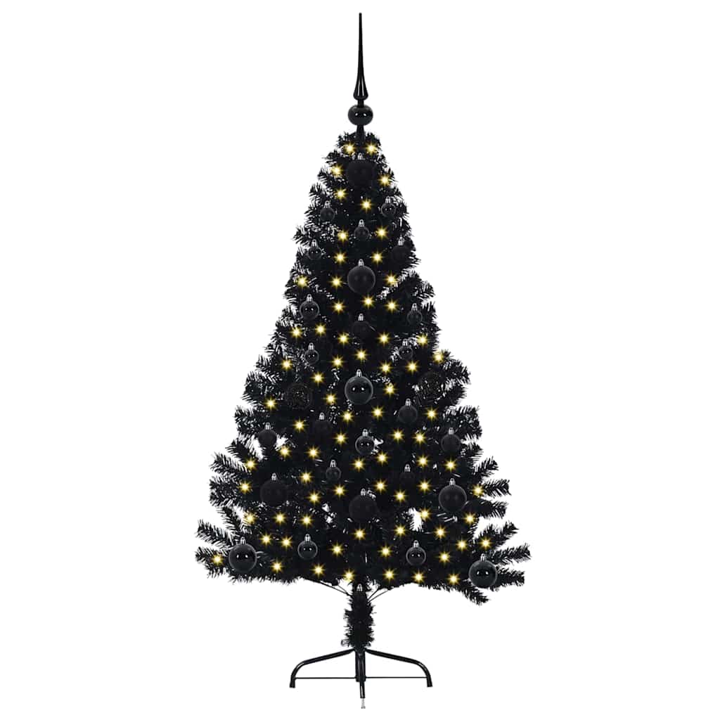 Mākslīgā pirms Ziemassvētku eglīte ar lampiņām Melna 120 cm PVC