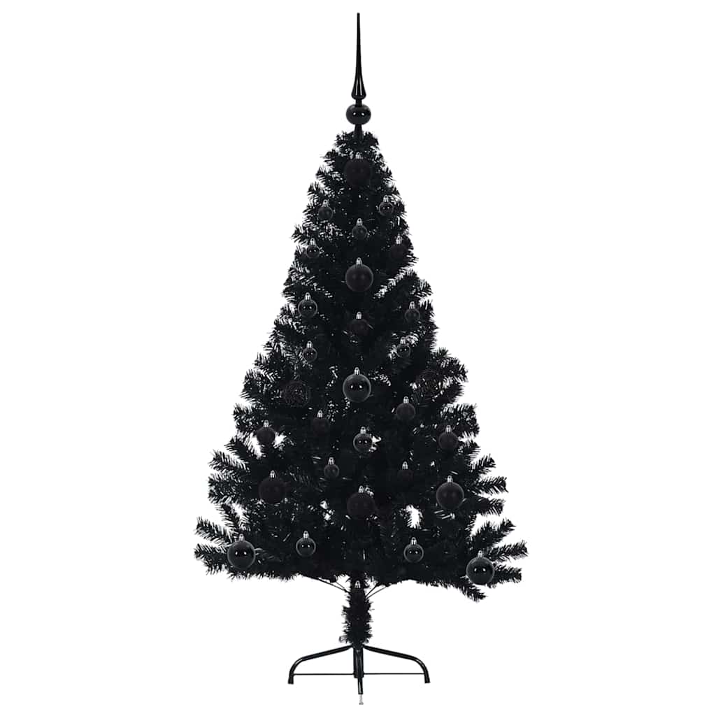 Mākslīgā pirms Ziemassvētku eglīte ar lampiņām Melna 120 cm PVC