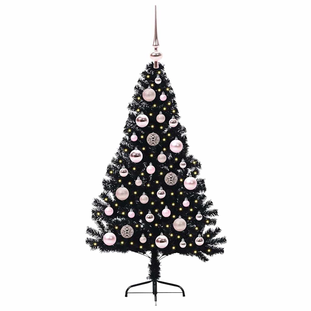 Artificial Pre-Lit Christmas Tree Black 120 cm PVC