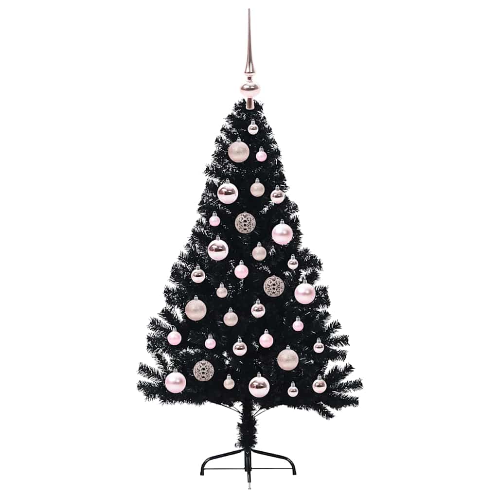 Artificial Pre-Lit Christmas Tree Black 120 cm PVC
