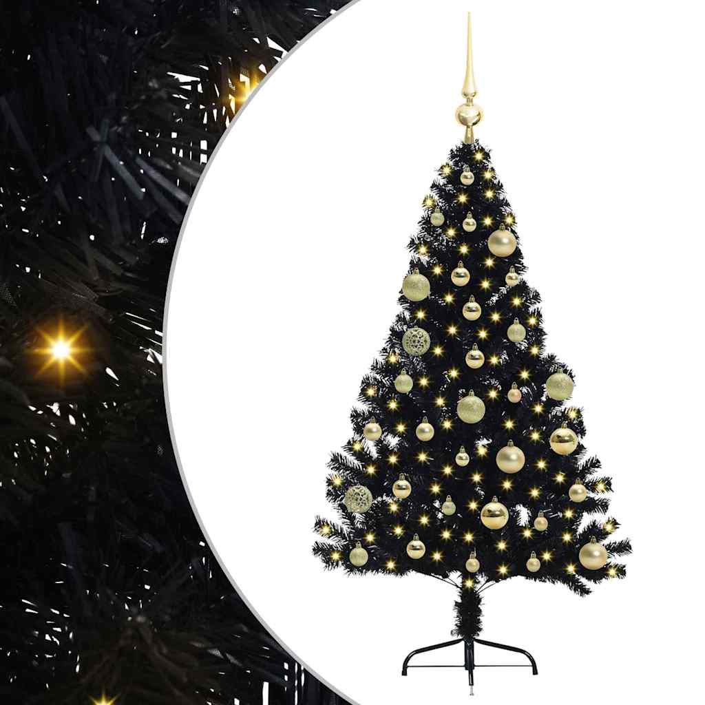 Dirbtinis prieššventinis eglutė su šviesomis Juoda 120 cm PVC