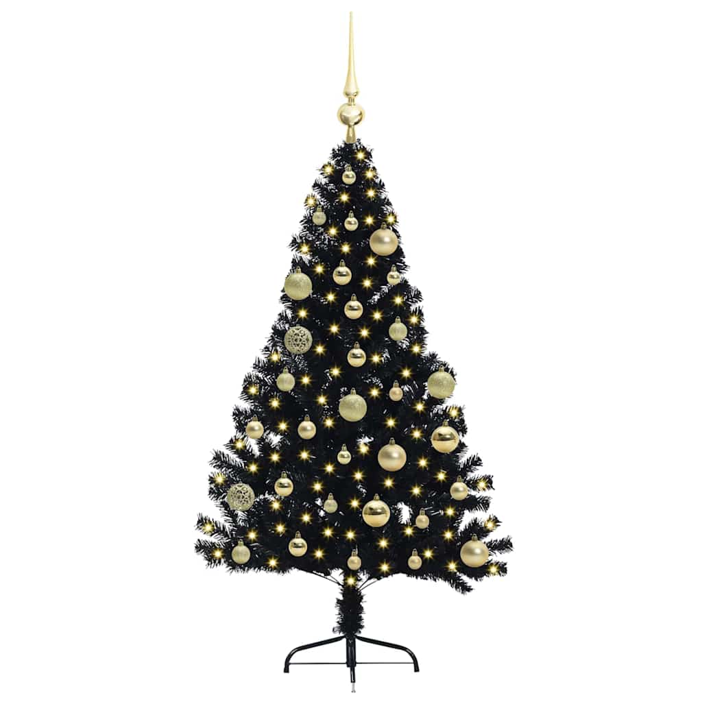 Dirbtinis prieššventinis eglutė su šviesomis Juoda 120 cm PVC