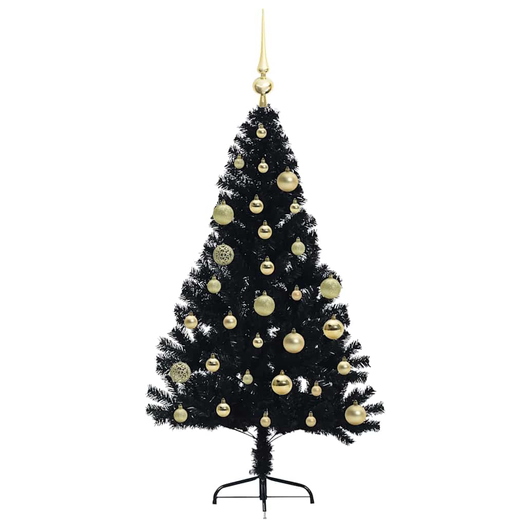 Dirbtinis prieššventinis eglutė su šviesomis Juoda 120 cm PVC