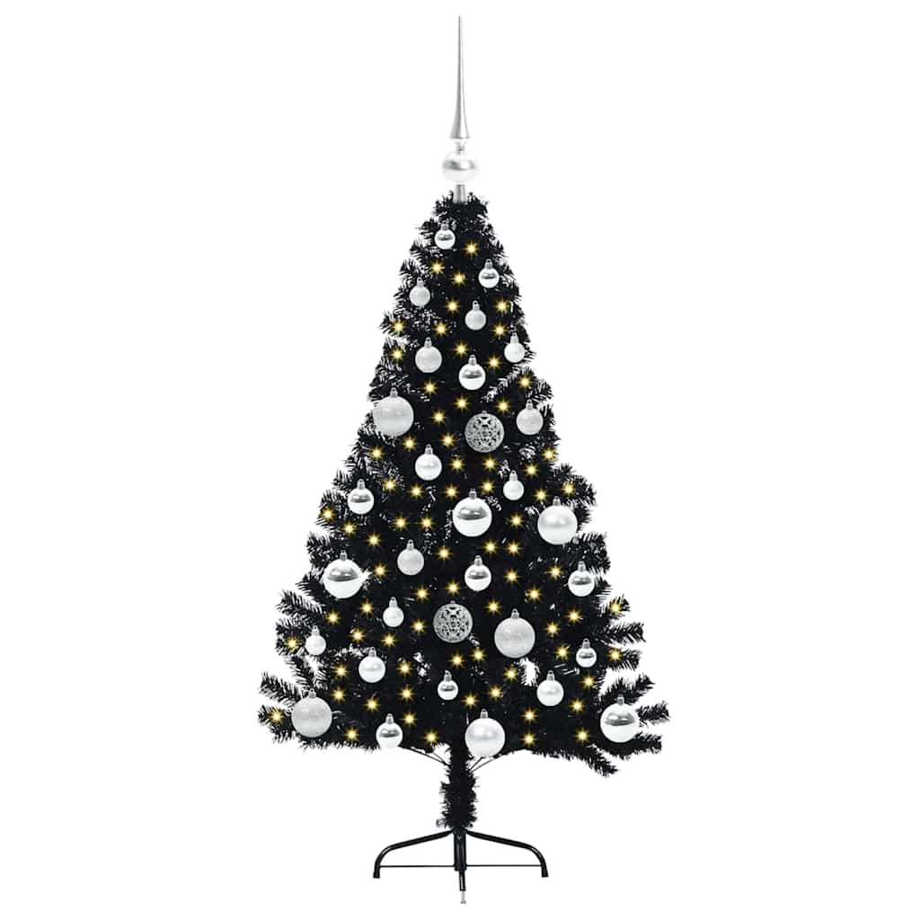 Dirbtinis prieššventinis eglutė su šviesomis Juoda 120 cm PVC