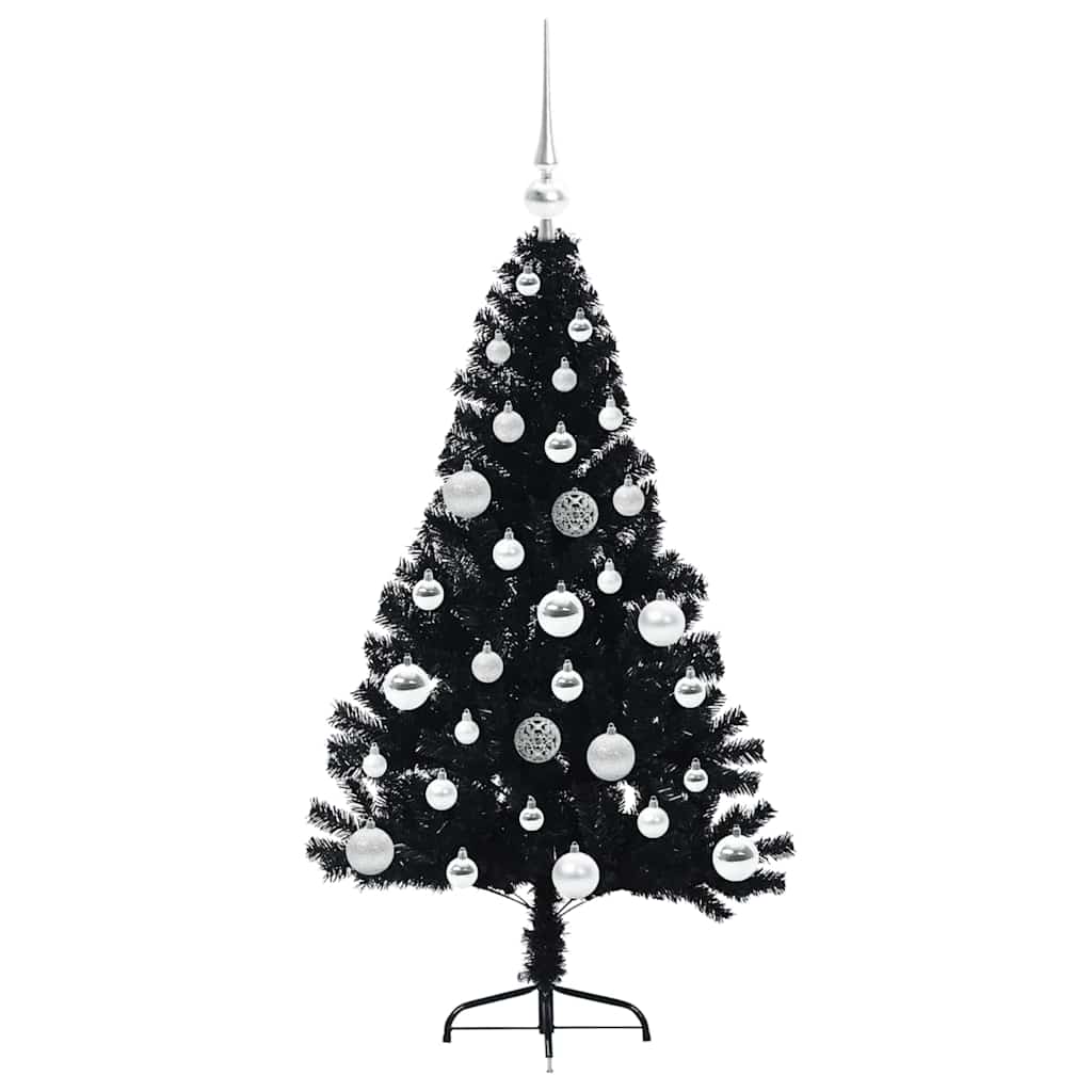 Dirbtinis prieššventinis eglutė su šviesomis Juoda 120 cm PVC