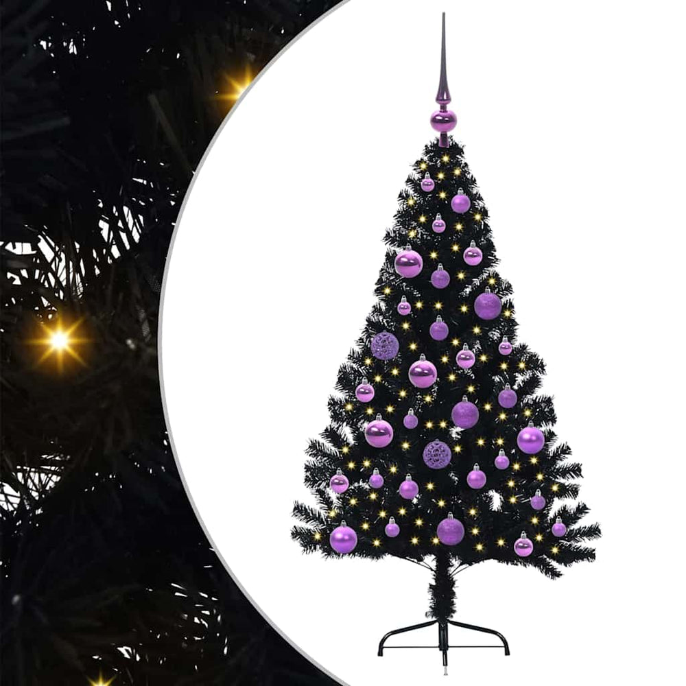 Artificial Pre-Lit Christmas Tree Black 120 cm PVC