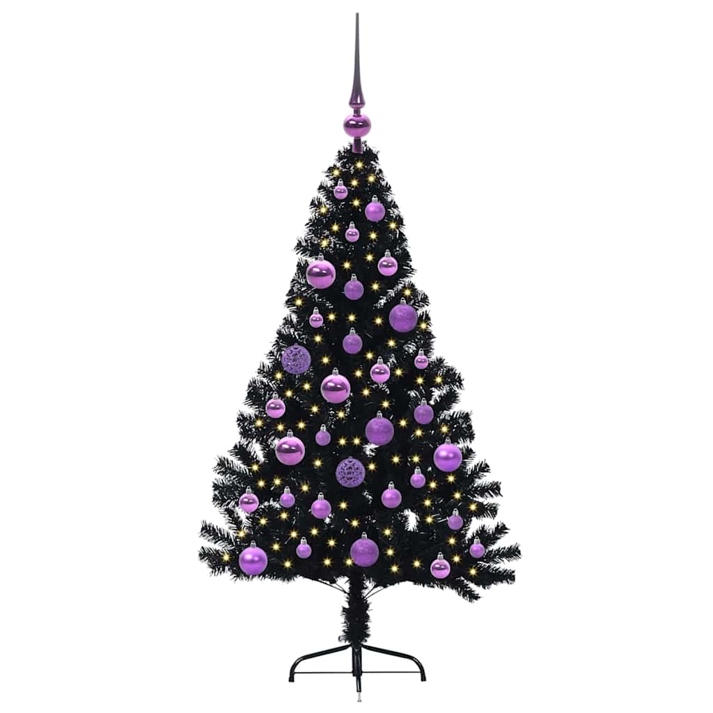 Dirbtinis prieššventinis eglutė su šviesomis Juoda 120 cm PVC