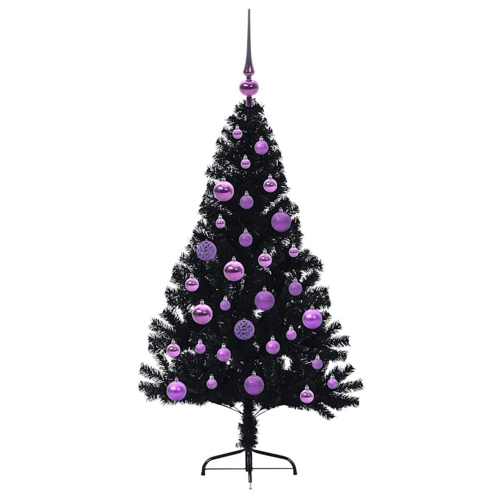 Dirbtinis prieššventinis eglutė su šviesomis Juoda 120 cm PVC