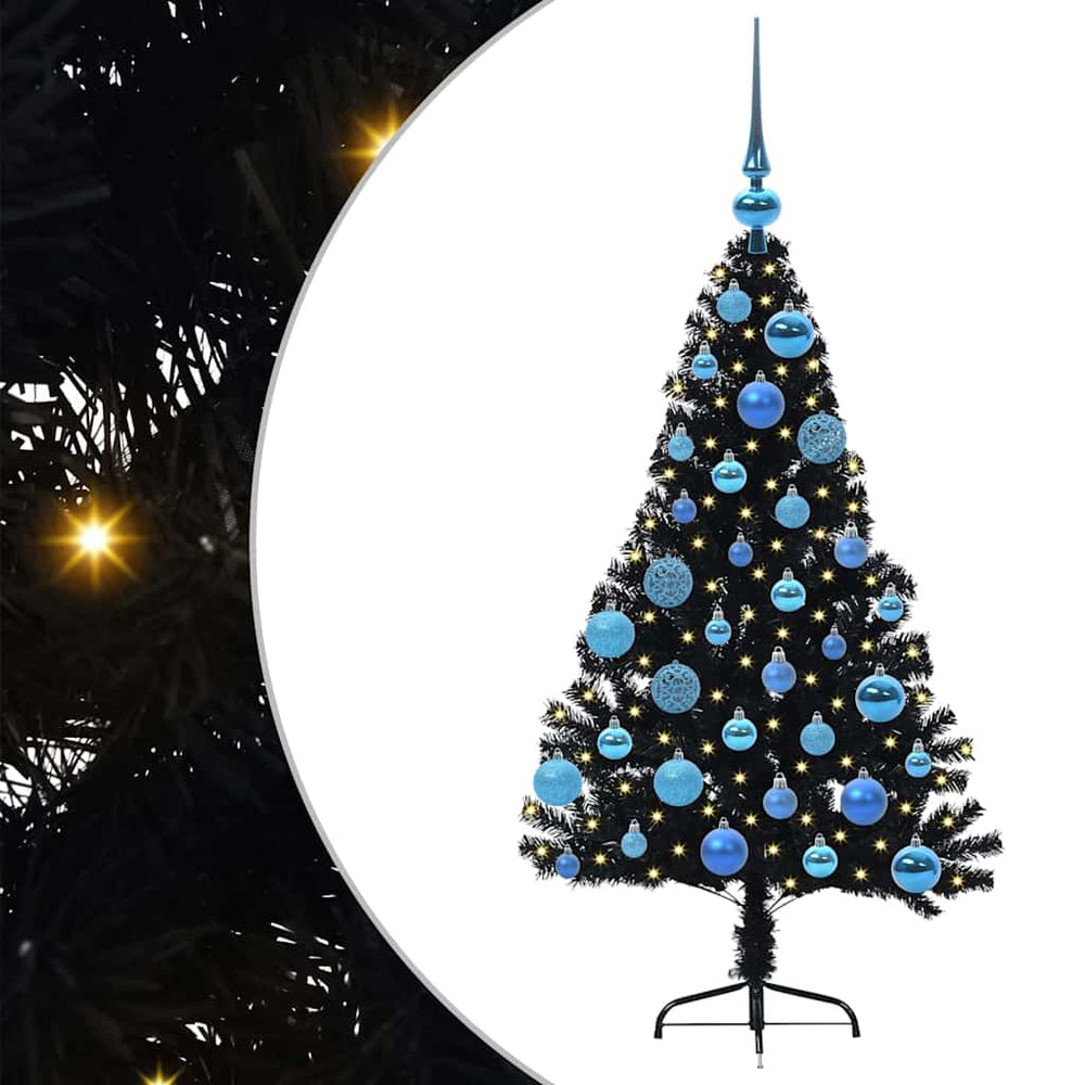 Artificial Pre-Lit Christmas Tree Black 120 cm PVC