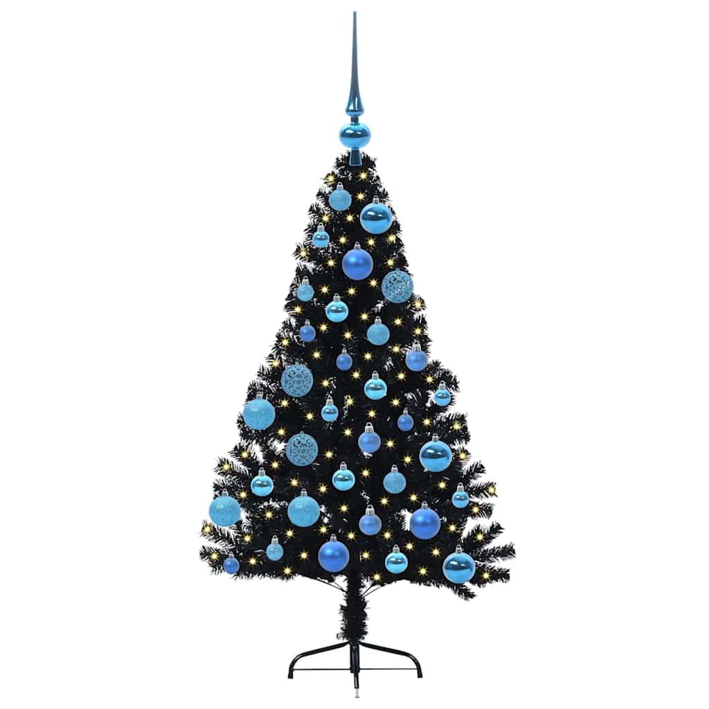 Dirbtinis prieššventinis eglutė su šviesomis Juoda 120 cm PVC