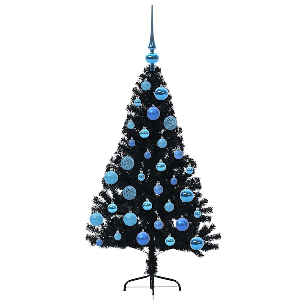 Dirbtinis prieššventinis eglutė su šviesomis Juoda 120 cm PVC