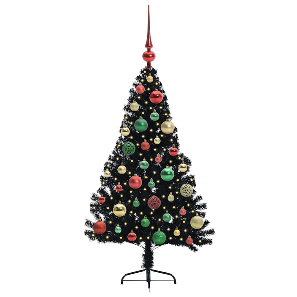 Mākslīgā pirms Ziemassvētku eglīte ar lampiņām Melna 120 cm PVC