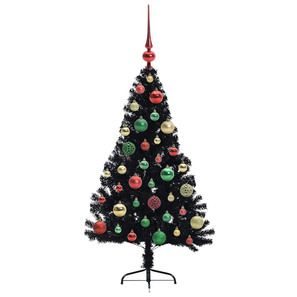 Mākslīgā pirms Ziemassvētku eglīte ar lampiņām Melna 120 cm PVC