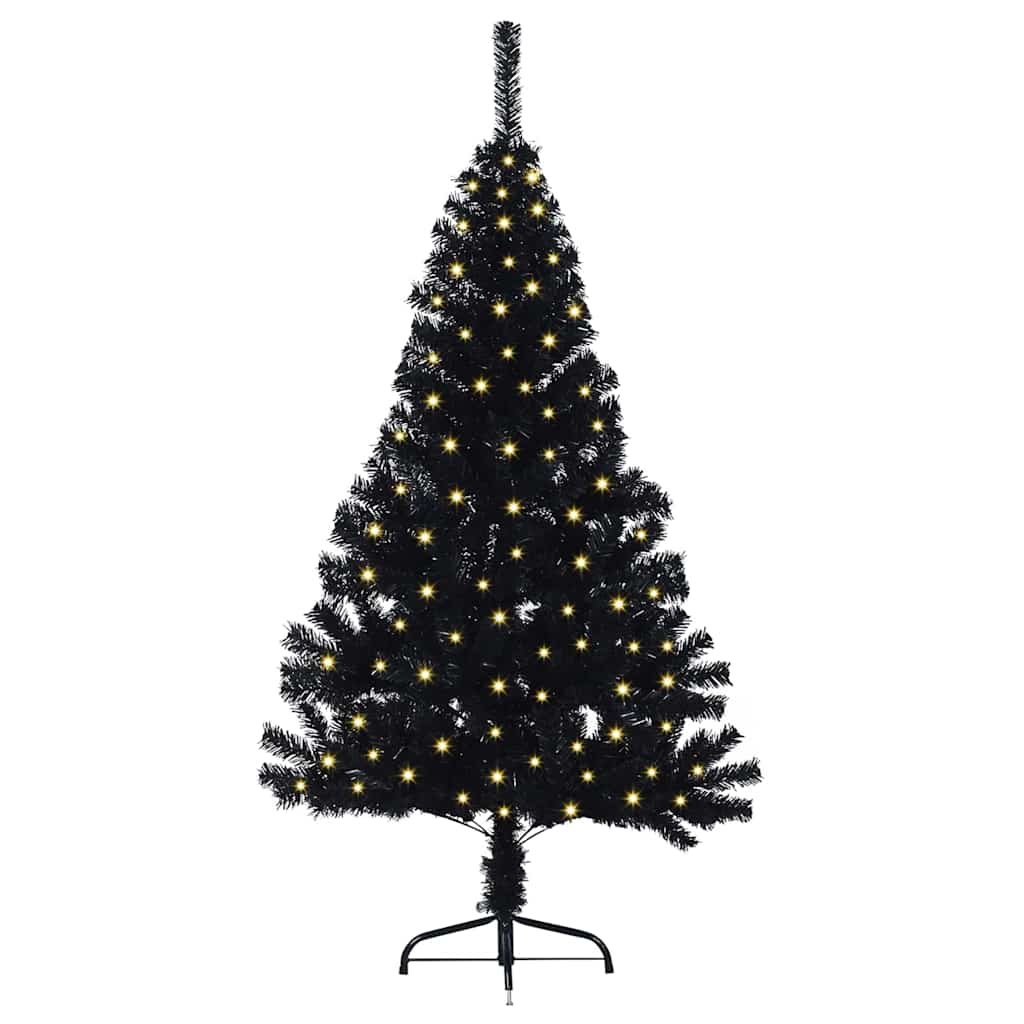 Dirbtinis prieššventinis eglutė su šviesomis Juoda 150 cm PVC