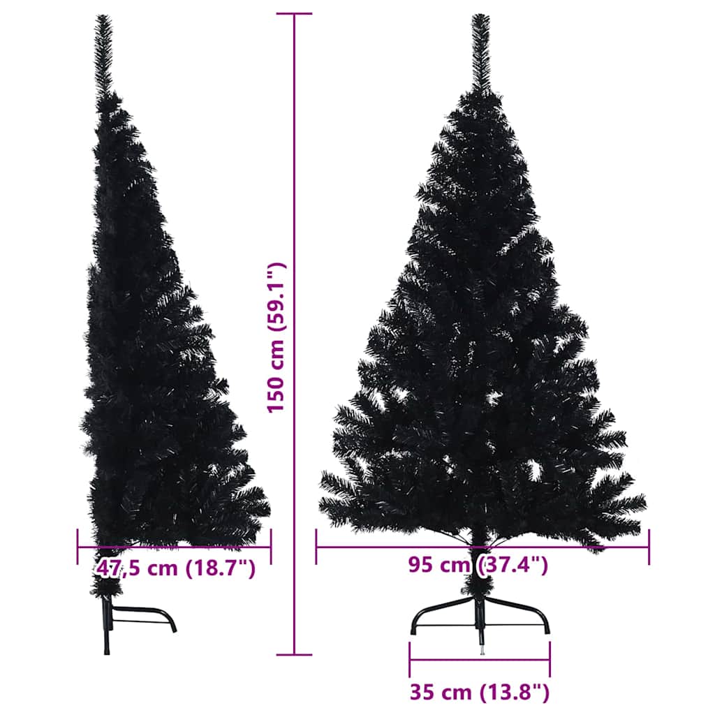 Dirbtinis prieššventinis eglutė su šviesomis Juoda 150 cm PVC