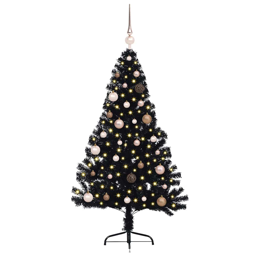 Dirbtinis prieššventinis eglutė su šviesomis Juoda 150 cm PVC