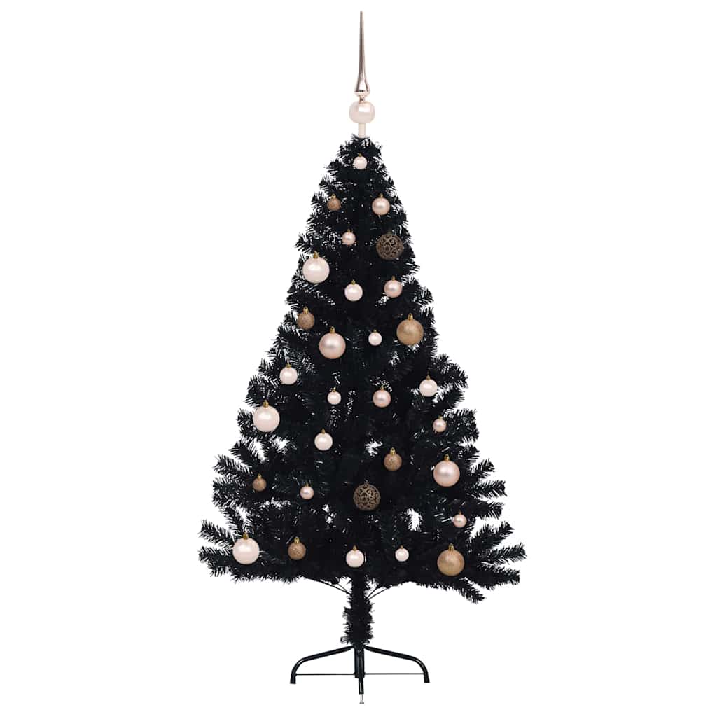Dirbtinis prieššventinis eglutė su šviesomis Juoda 150 cm PVC