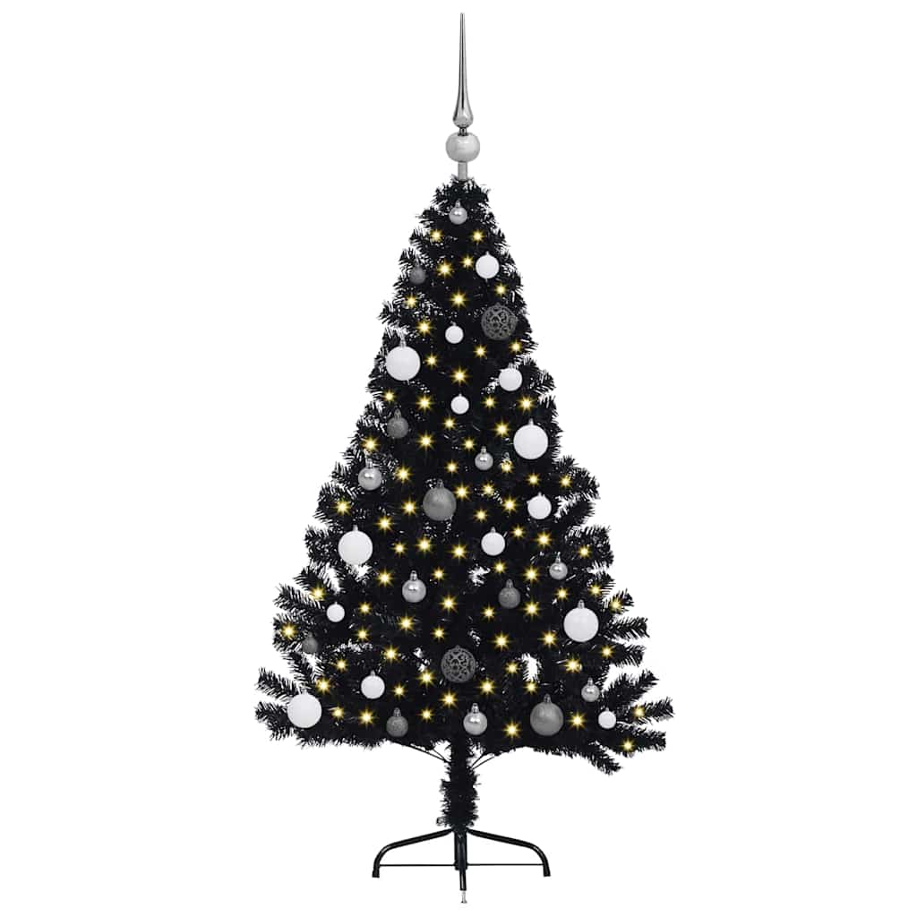 Dirbtinis prieššventinis eglutė su šviesomis Juoda 150 cm PVC