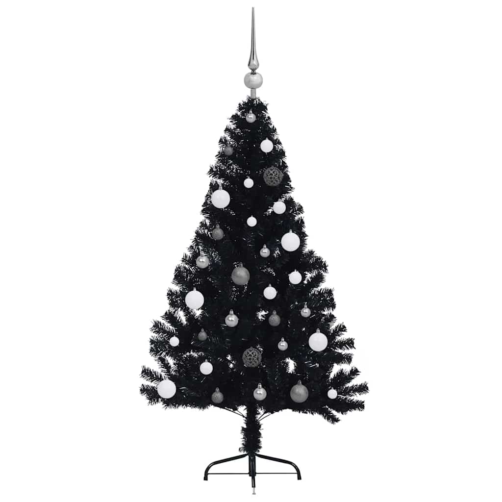 Dirbtinis prieššventinis eglutė su šviesomis Juoda 150 cm PVC