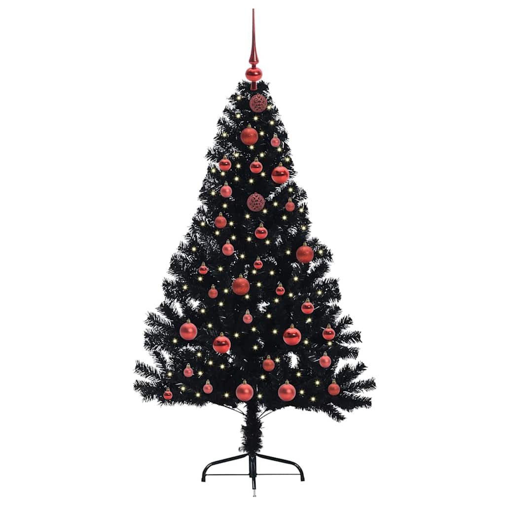 Dirbtinis prieššventinis eglutė su šviesomis Juoda 150 cm PVC