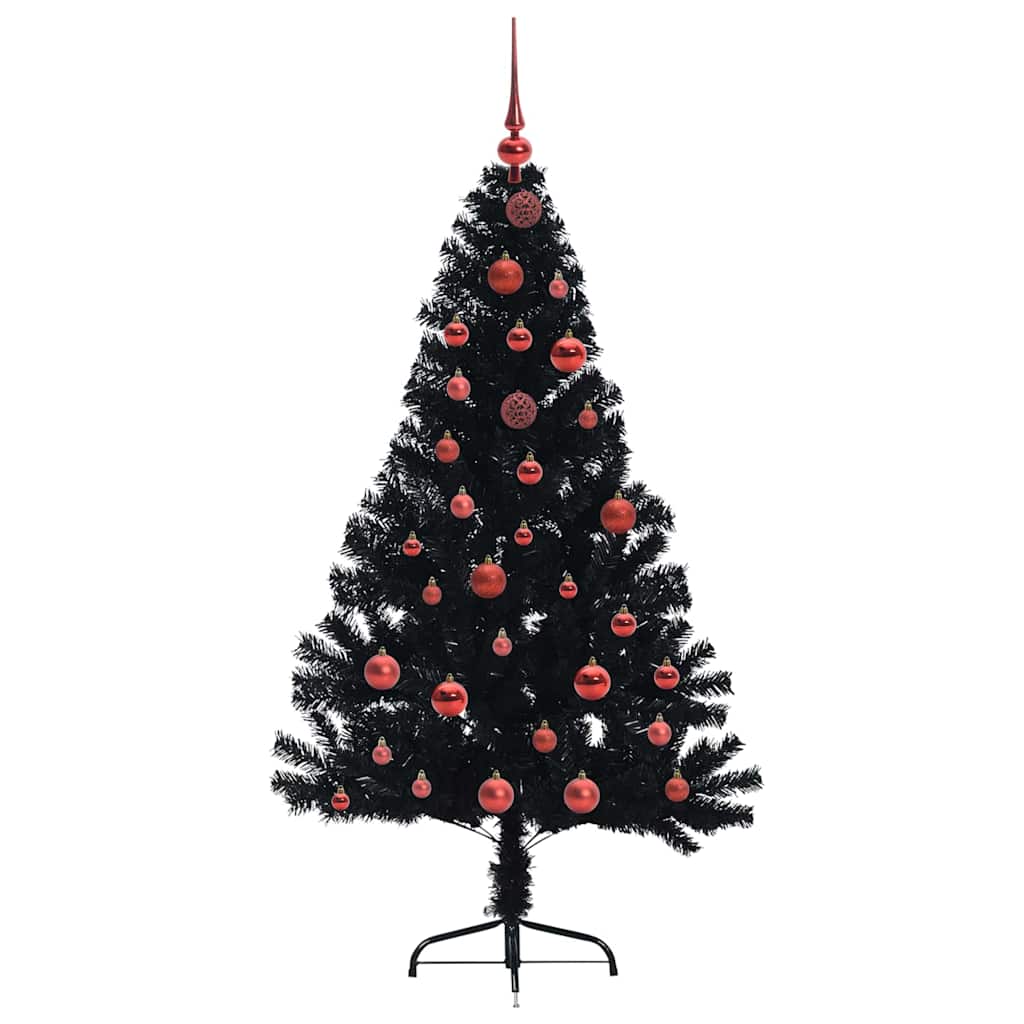 Dirbtinis prieššventinis eglutė su šviesomis Juoda 150 cm PVC