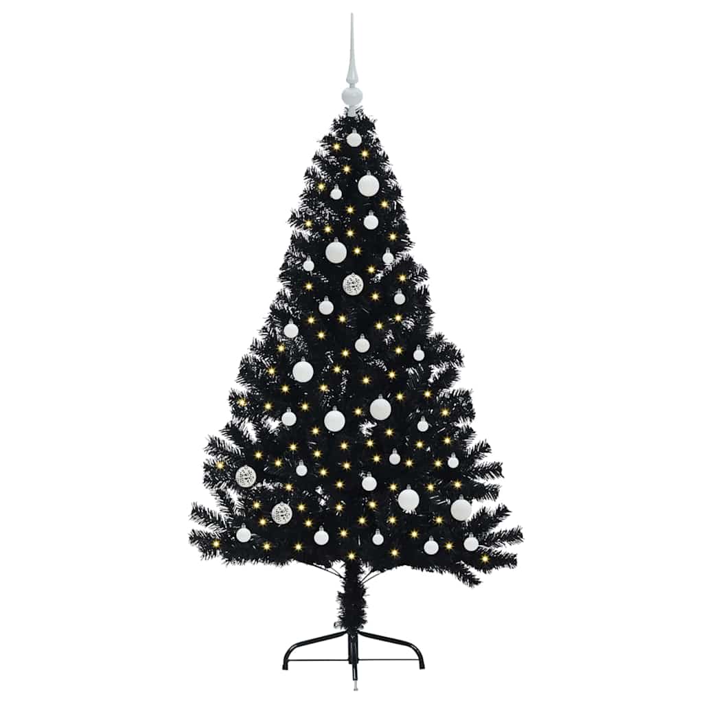 Dirbtinis prieššventinis eglutė su šviesomis Juoda 150 cm PVC