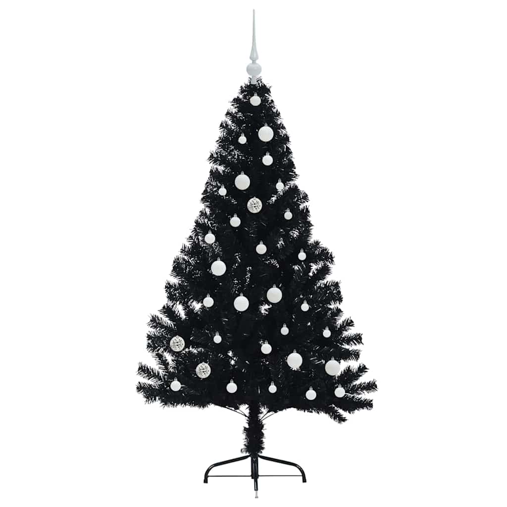 Dirbtinis prieššventinis eglutė su šviesomis Juoda 150 cm PVC