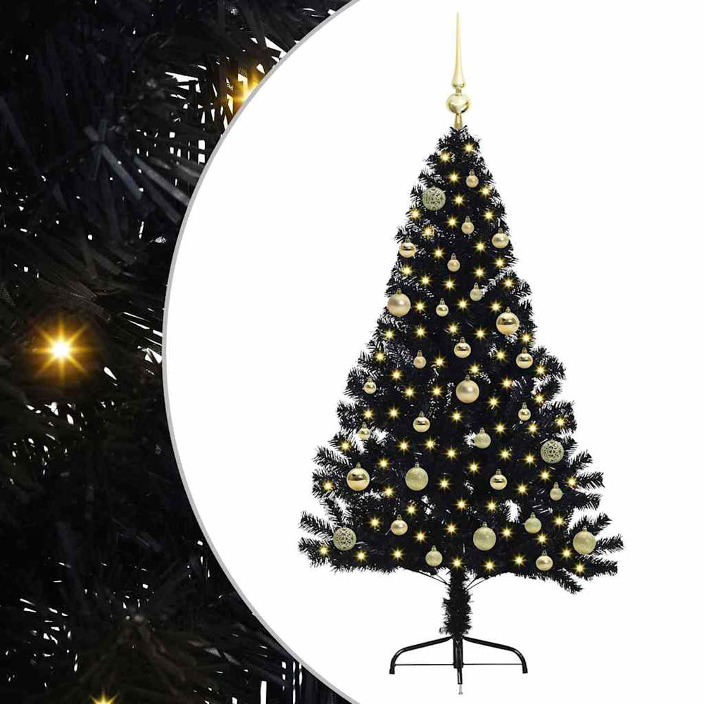 Dirbtinis prieššventinis eglutė su šviesomis Juoda 150 cm PVC