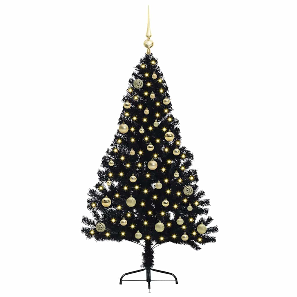 Mākslīgā Ziemassvētku eglīte ar lampiņām Melna 150 cm PVC