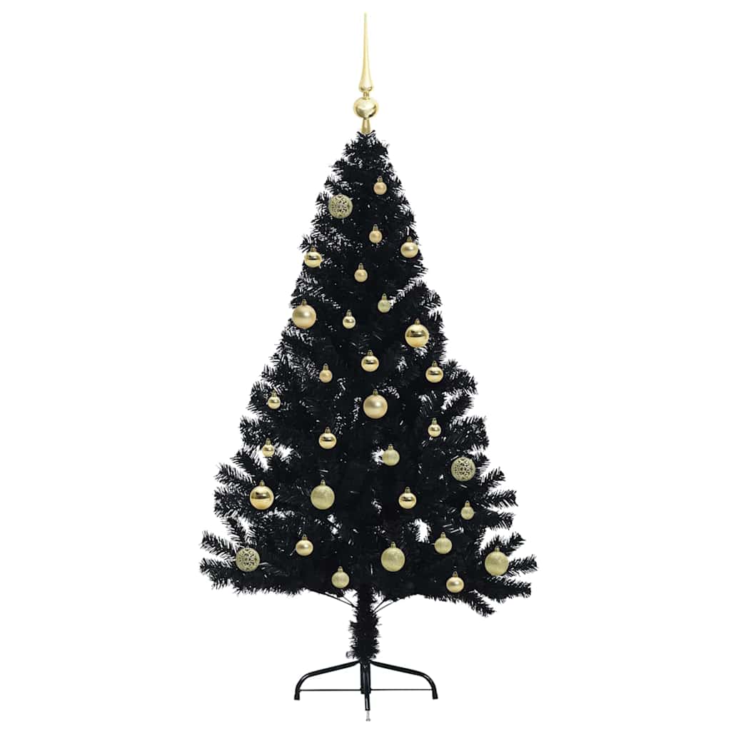Mākslīgā Ziemassvētku eglīte ar lampiņām Melna 150 cm PVC