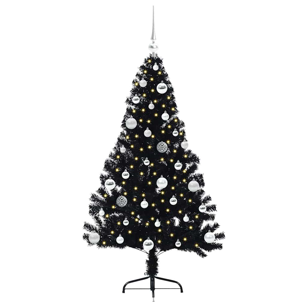 Mākslīgā Ziemassvētku eglīte ar lampiņām Melna 150 cm PVC
