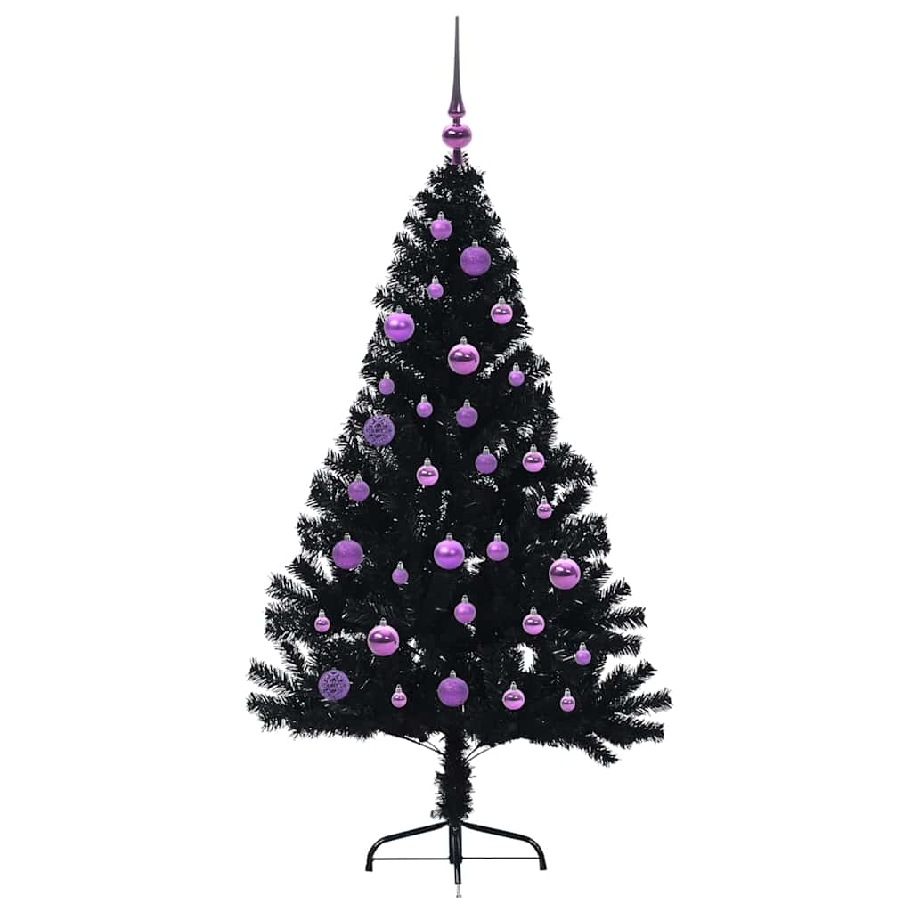 Dirbtinis prieššventinis eglutė su šviesomis Juoda 150 cm PVC