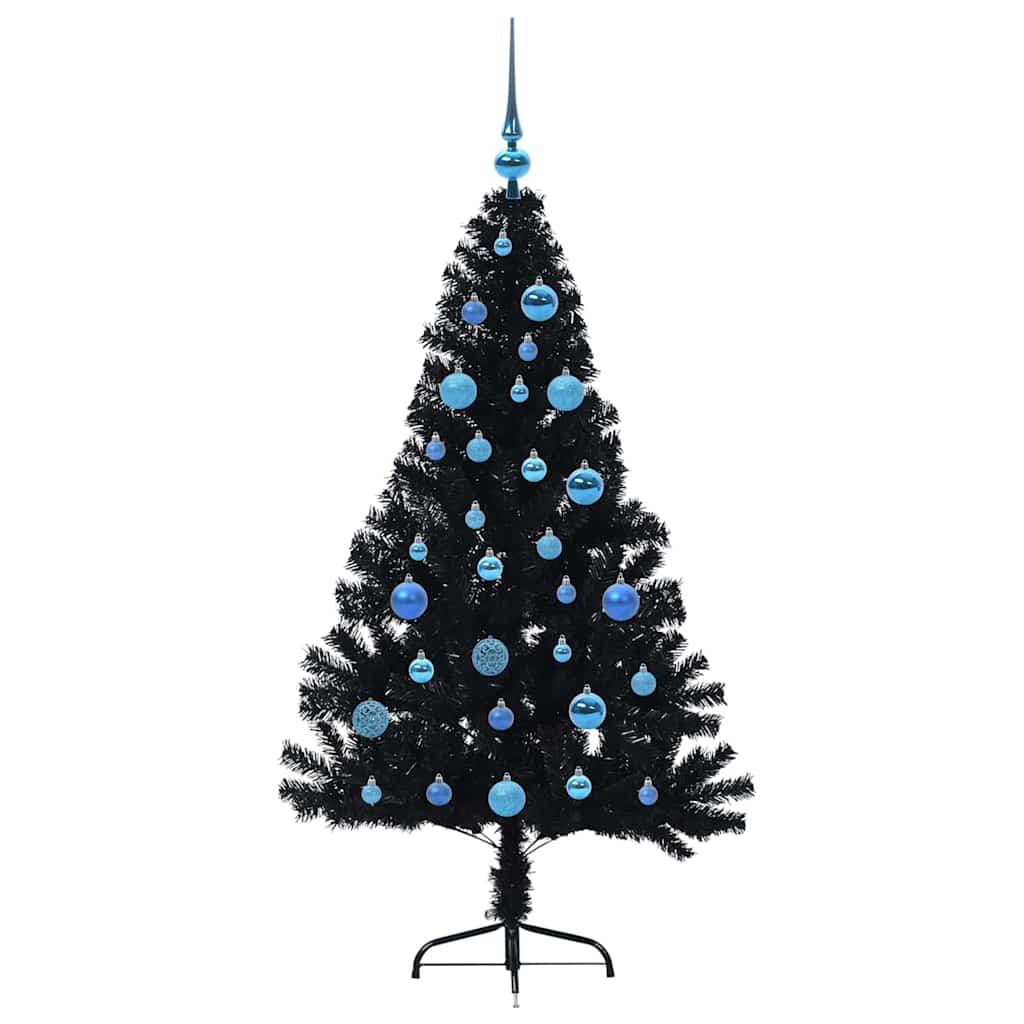 Dirbtinis prieššventinis eglutė su šviesomis Juoda 150 cm PVC