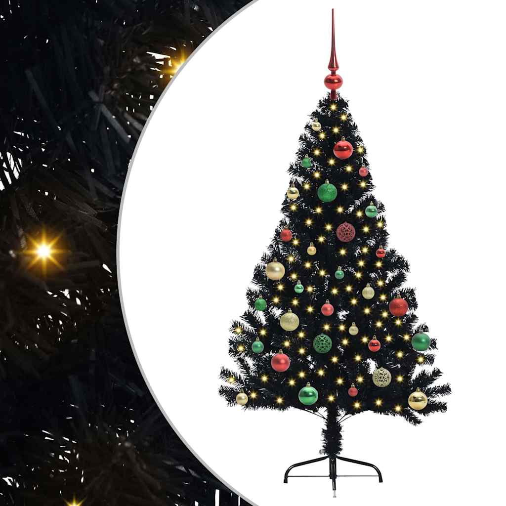 Mākslīgā Ziemassvētku eglīte ar lampiņām Melna 150 cm PVC