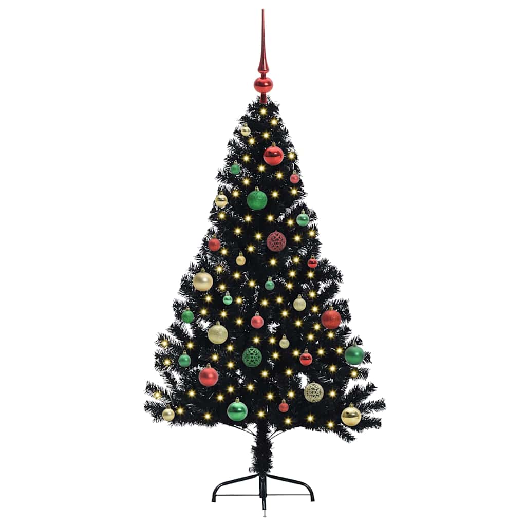 Mākslīgā Ziemassvētku eglīte ar lampiņām Melna 150 cm PVC