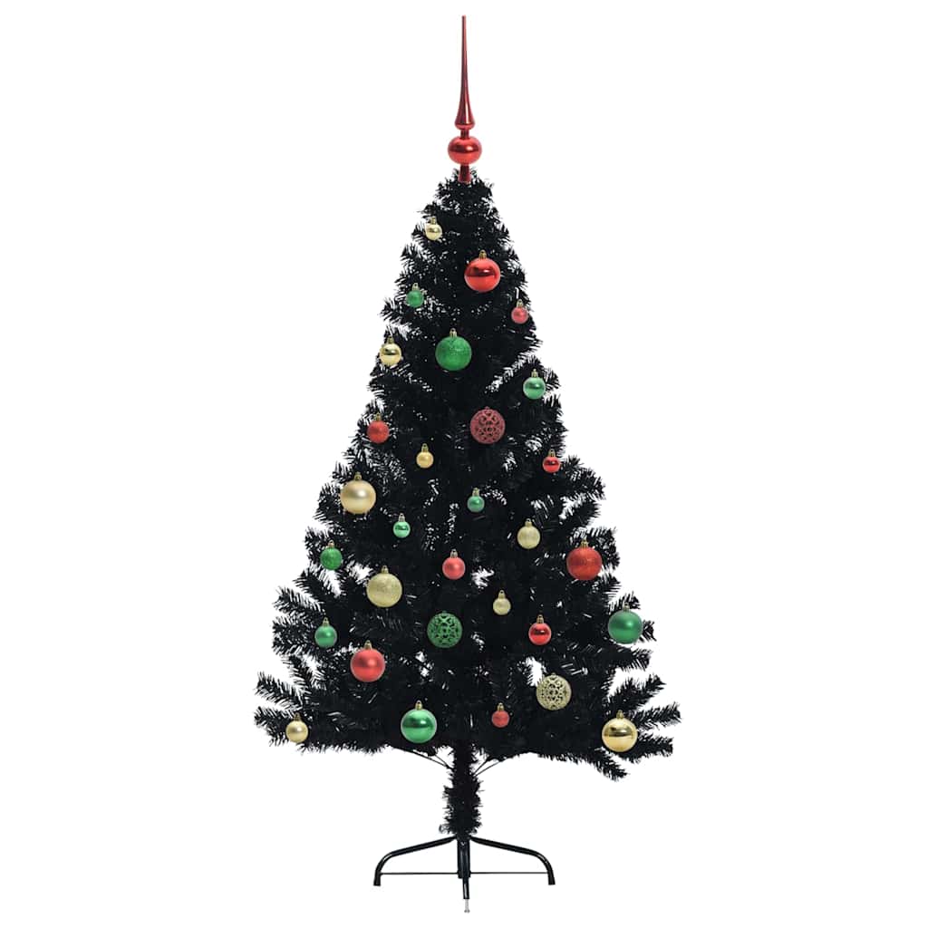 Mākslīgā Ziemassvētku eglīte ar lampiņām Melna 150 cm PVC
