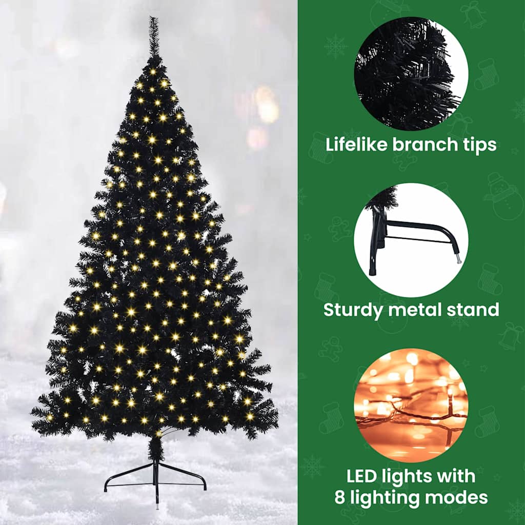 Mākslīgā Ziemassvētku eglīte ar lampiņām Melna 180 cm PVC