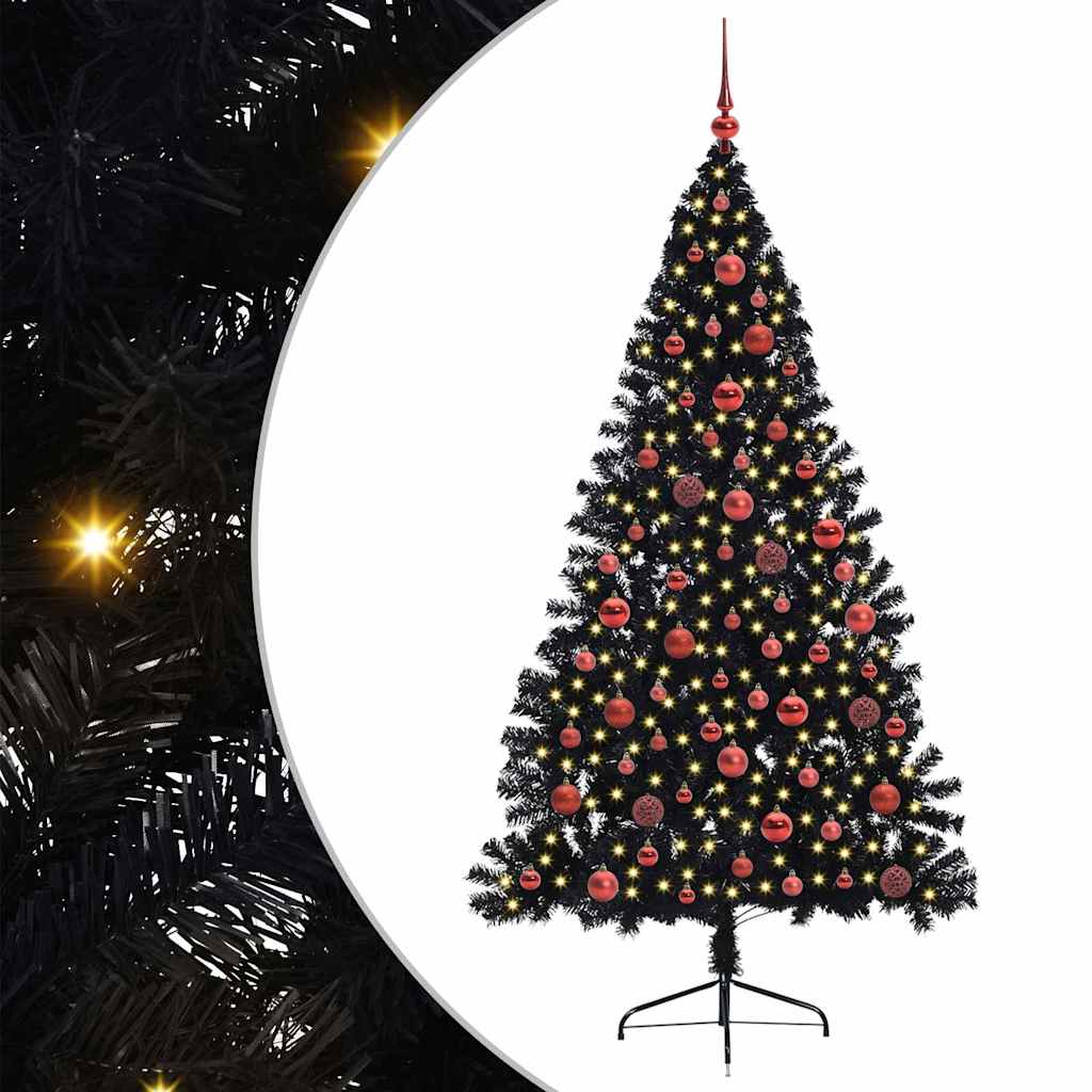 Mākslīgā Ziemassvētku eglīte ar lampiņām Melna 180 cm PVC