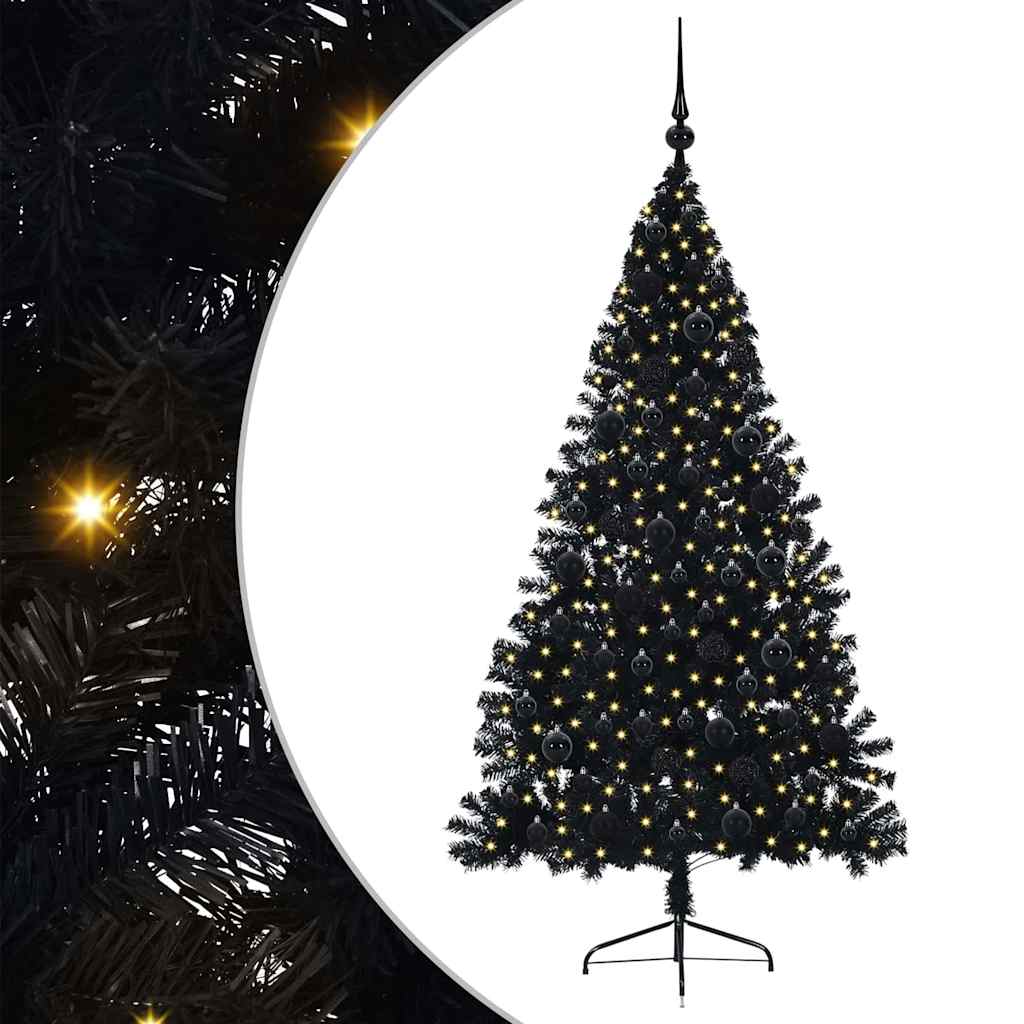 Mākslīgā Ziemassvētku eglīte ar lampiņām Melna 180 cm PVC