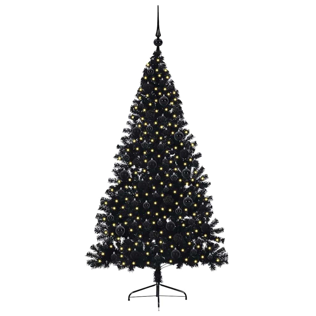 Mākslīgā Ziemassvētku eglīte ar lampiņām Melna 180 cm PVC