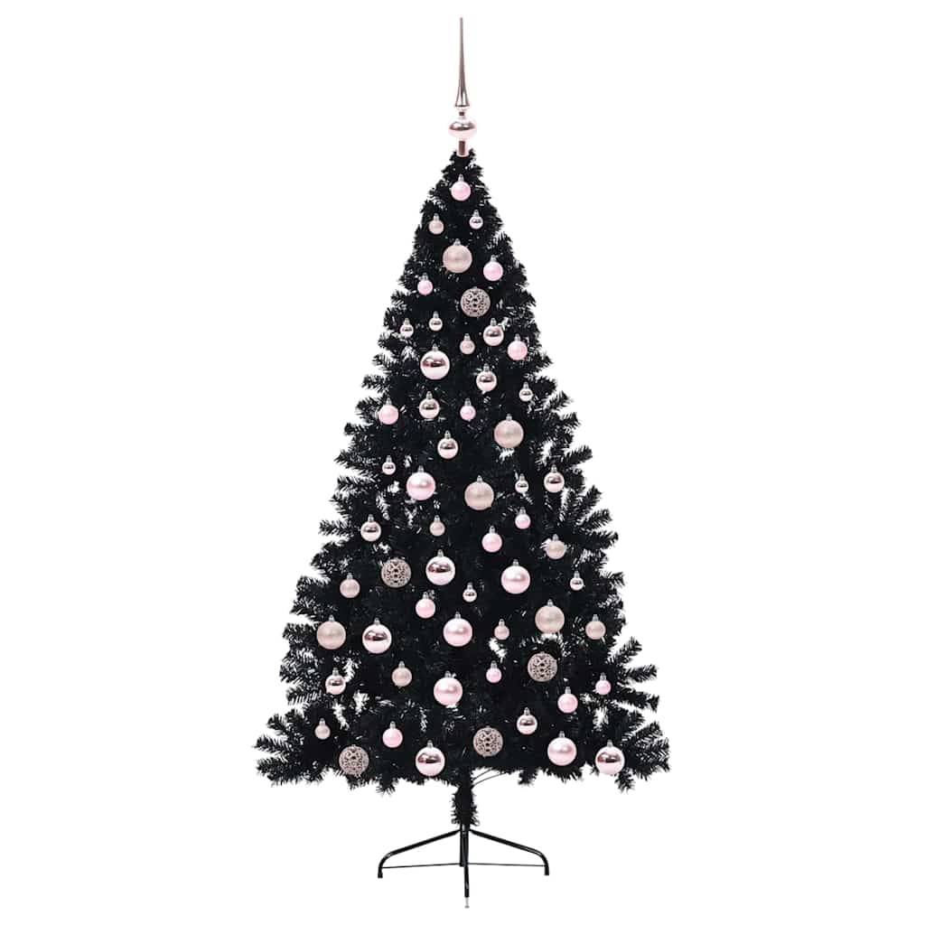 Dirbtinis prieššventinis eglutė su šviesomis Juoda 180 cm PVC