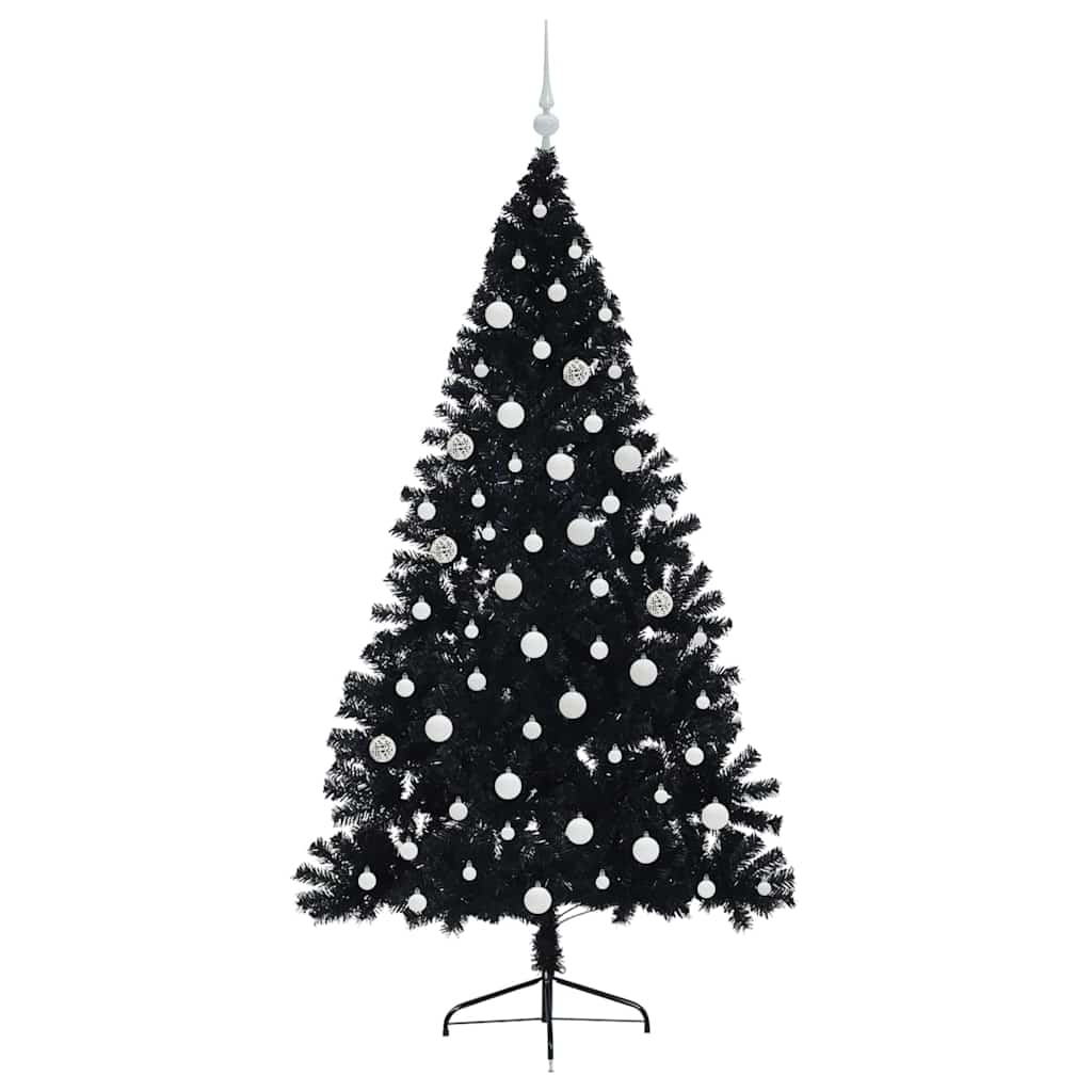 Dirbtinis prieššventinis eglutė su šviesomis Juoda 180 cm PVC
