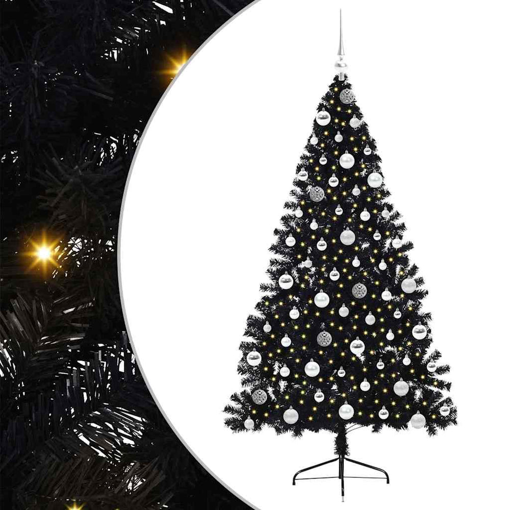Dirbtinis prieššventinis eglutė su šviesomis Juoda 180 cm PVC