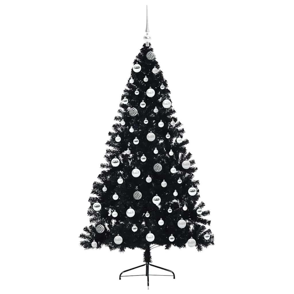 Dirbtinis prieššventinis eglutė su šviesomis Juoda 180 cm PVC