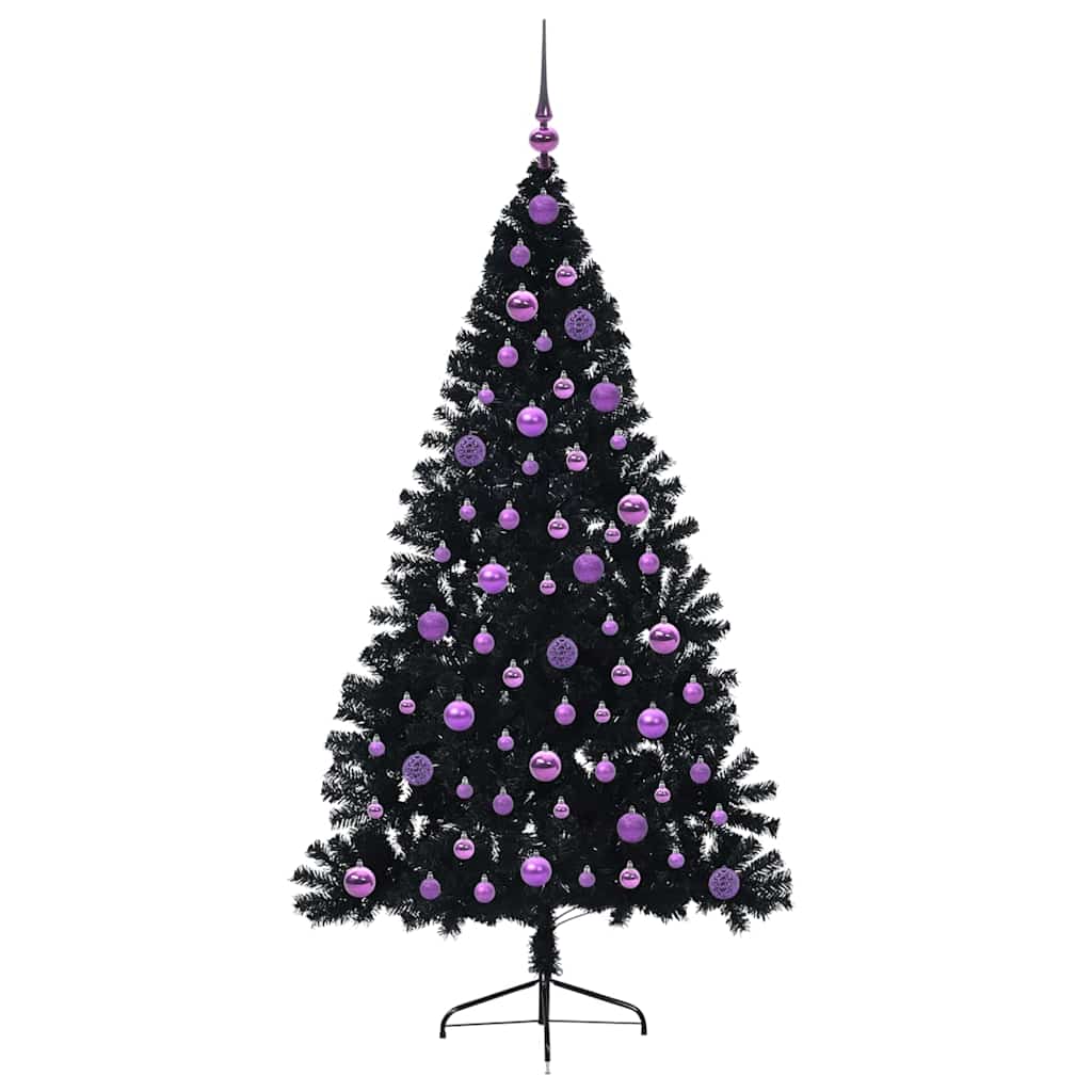 Dirbtinis prieššventinis eglutė su šviesomis Juoda 180 cm PVC